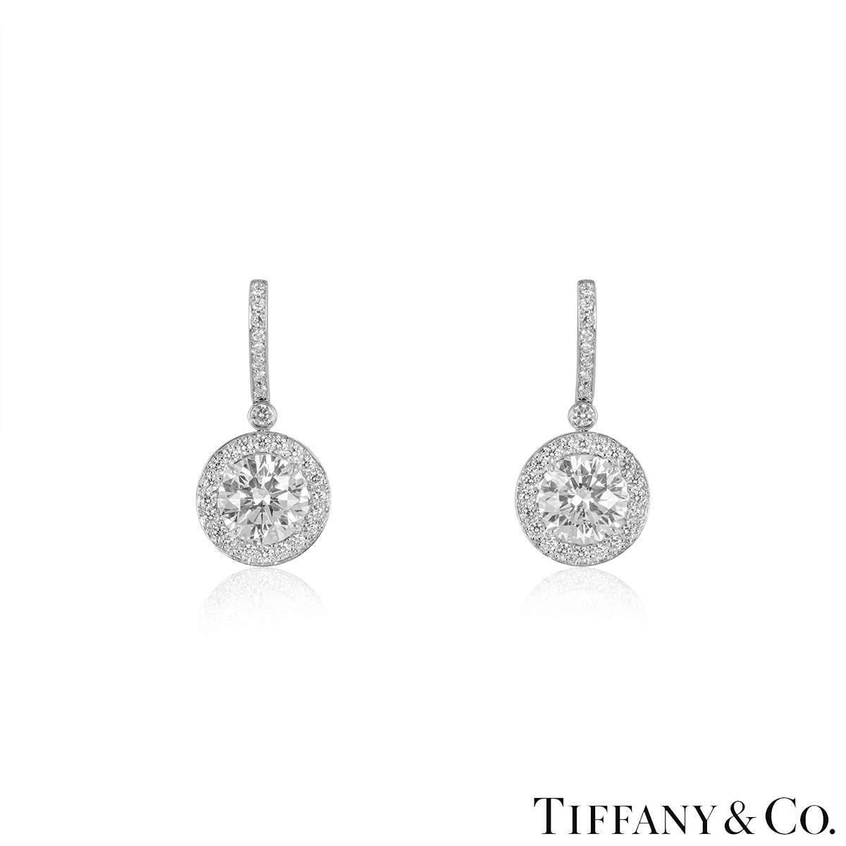 Tiffany & Co. Platinum Round Brilliant Cut Diamond Earrings 3.03ct TDW ...
